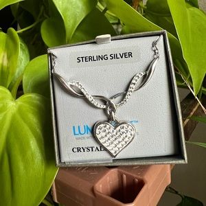 Heart Necklace - Sterling Silver Crystal